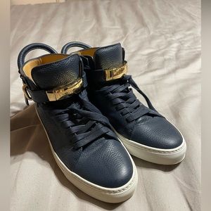 Buscemi High-Top Men Padlock Sneakers. Blue/Gold (Size 43)